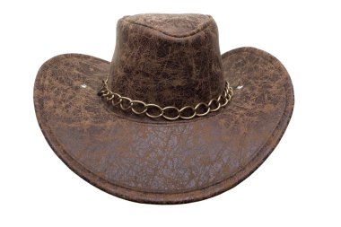 Beyaz arka plan üzerinde izole kahverengi kovboy şapkası  