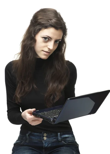 Meisje met laptop — Stockfoto