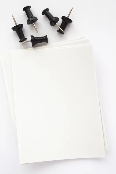 Notes and black pins — Stock Photo, Image