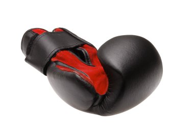 beyaz zemin üzerinde tek bir Boks eldiveni.  