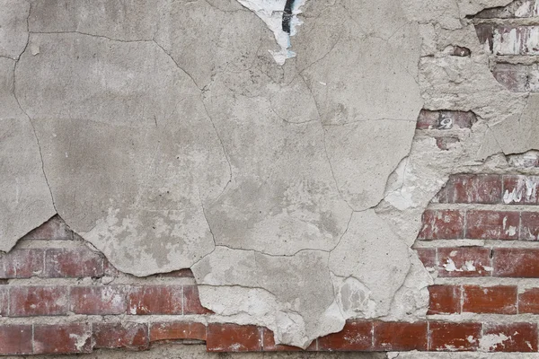 오래 된 그런 지 벽돌 벽 및 석고 — 스톡 사진