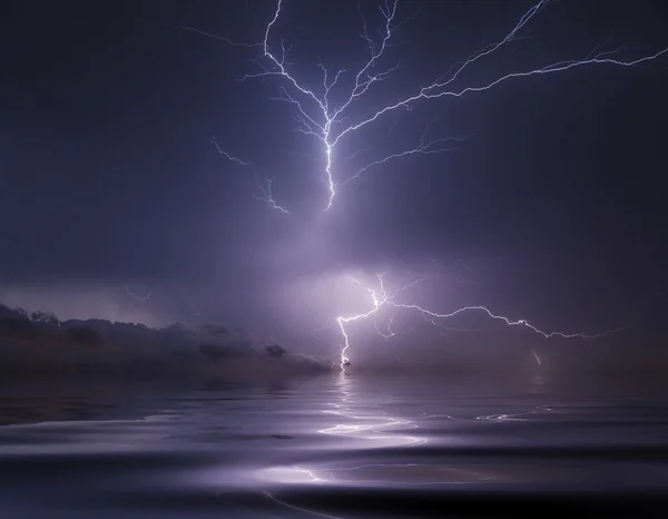 Lightning over small town — Stock Photo, Image