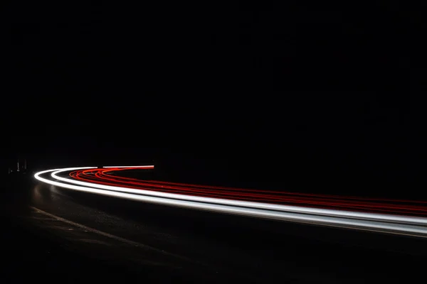 Light tralight trails in tunnel. Long exposure photo in a tunel — Stock Photo, Image