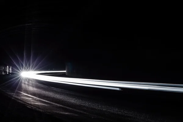 Light tralight trails in tunnel. Long exposure photo in a tunel — Stock Photo, Image