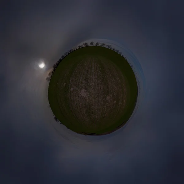 Partial Solar Eclipse on a Cloudy Day and little planet 20.03.20 — Stock Photo, Image