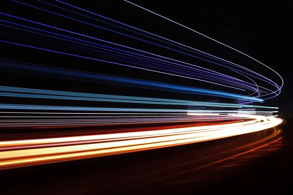 Light tralight trails in tunnel. Long exposure photo in a tunel — Stock Photo, Image