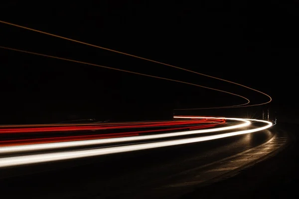 Light tralight trails in tunnel. Long exposure photo in a tunel — Stock Photo, Image