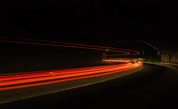 Car light trails in the tunnel. — Stock Photo, Image