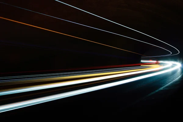 Car light trails in the tunnel. — Stock Photo, Image