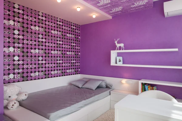Modern blue childrens bedroom — Stock Image Modern blue childrens bedroom Royalty Free Stock Images