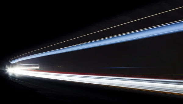 Light tralight trails in tunnel. Long exposure photo in a tunel — Stock Photo, Image