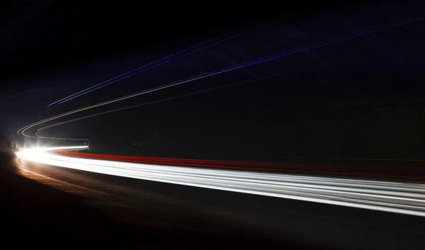 Light tralight trails in tunnel. Long exposure photo in a tunel — Stock Photo, Image