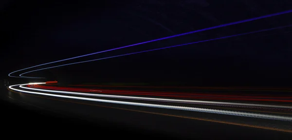 Light tralight trails in tunnel. Long exposure photo in a tunel — Stock Photo, Image