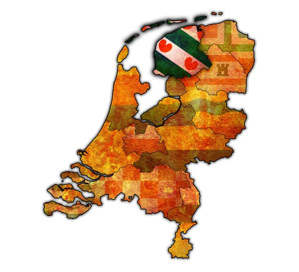 Frísko na mapě provincií Nizozemska — Stock fotografie
