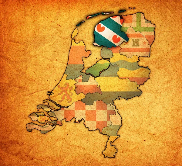 Friesland on map of provinces of netherlands — Stock Photo, Image