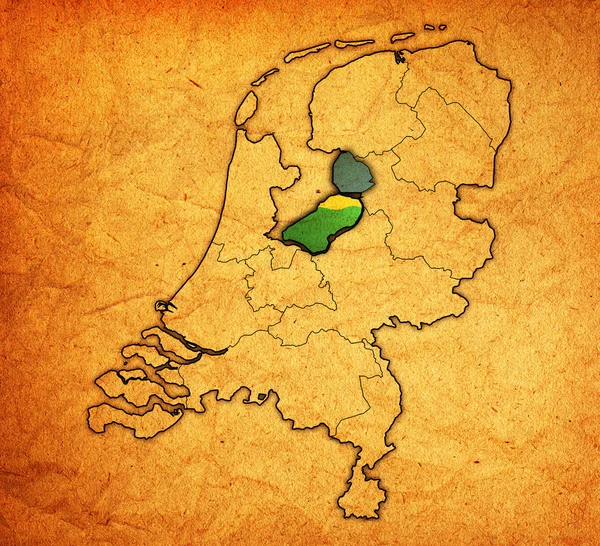 Flevoland auf der Karte der Provinzen der Niederlande — Stockfoto