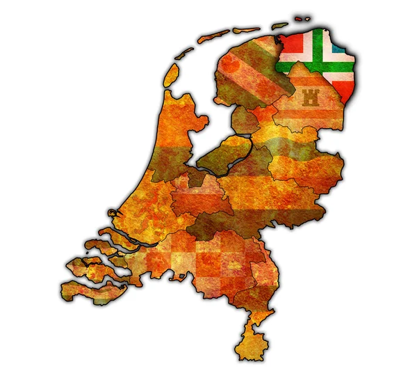 Groningen en el mapa de las provincias de Holanda —  Fotos de Stock