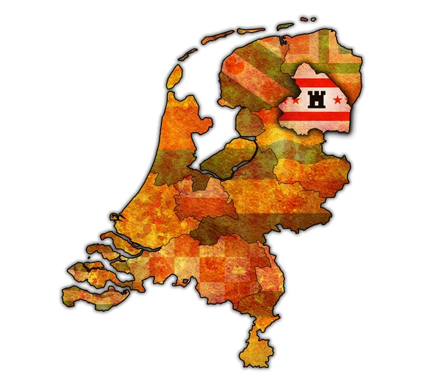 Drenthe en el mapa de las provincias de Holanda —  Fotos de Stock