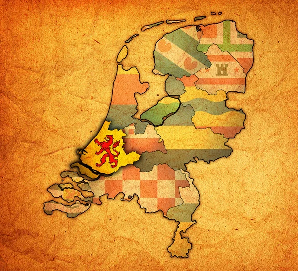 Sur de Holanda en el mapa de las provincias de Holanda —  Fotos de Stock