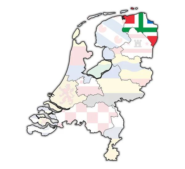 Groningen Hollanda'nın İlleri haritası üzerinde — Stok fotoğraf