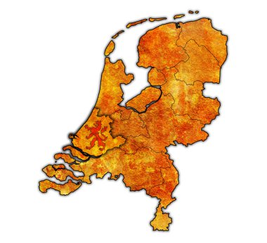 Güney Hollanda Hollanda'nın İlleri haritası üzerinde