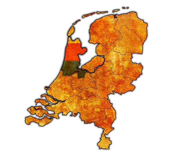 Holanda del Norte en el mapa de las provincias de Holanda —  Fotos de Stock