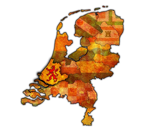 Güney Hollanda Hollanda'nın İlleri haritası üzerinde — Stok fotoğraf