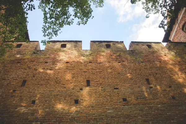 Деталь Частини Середньовічних Стін Цегли — стокове фото