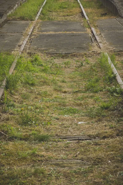 Detail Starých Železničních Kolejí Pokrytých Rezavou — Stock fotografie