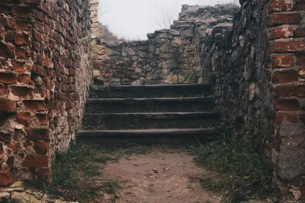폴란드의 자시에 중세성의 계단들의 — 스톡 사진