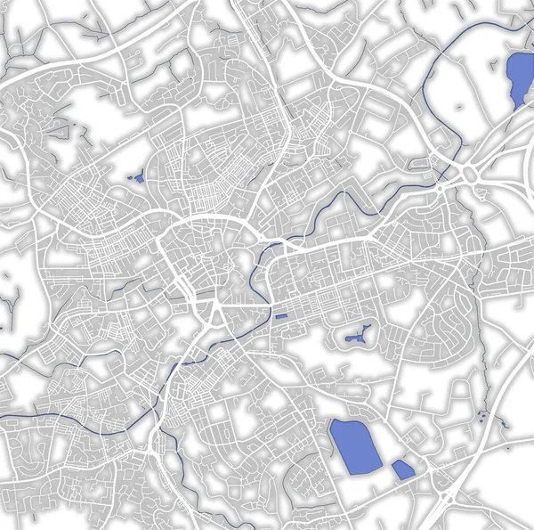 英国布莱克本市中心旧式道路地图上方的纹章 — 图库照片