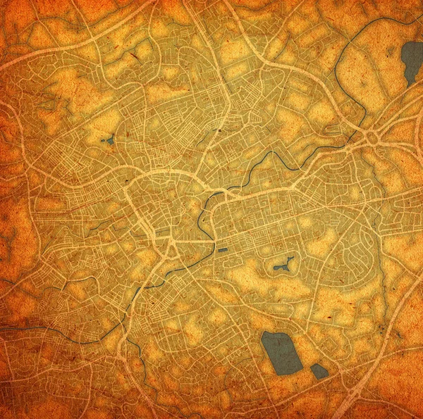 英国布莱克本市中心旧式道路地图上方的纹章 — 图库照片
