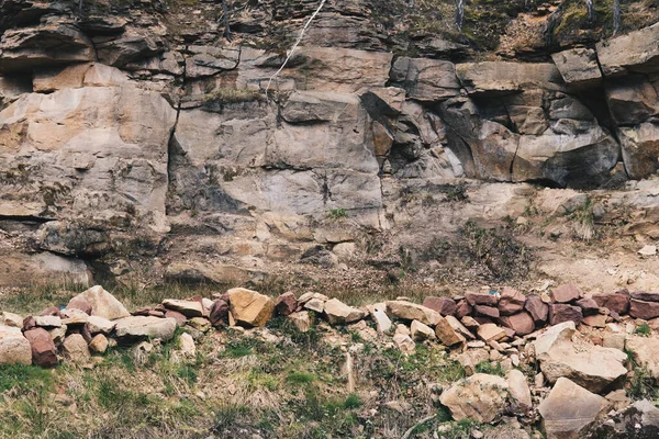 Stenmur Gebury Övergivet Sandstenbrott Polen — Stockfoto