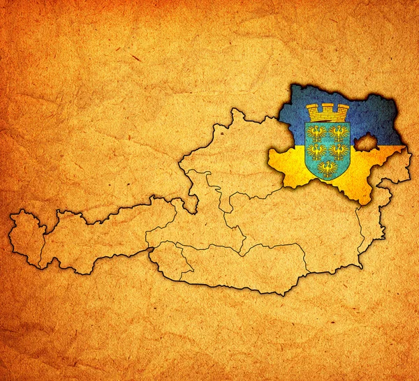 Baixa Áustria no mapa de Áustria — Fotografia de Stock