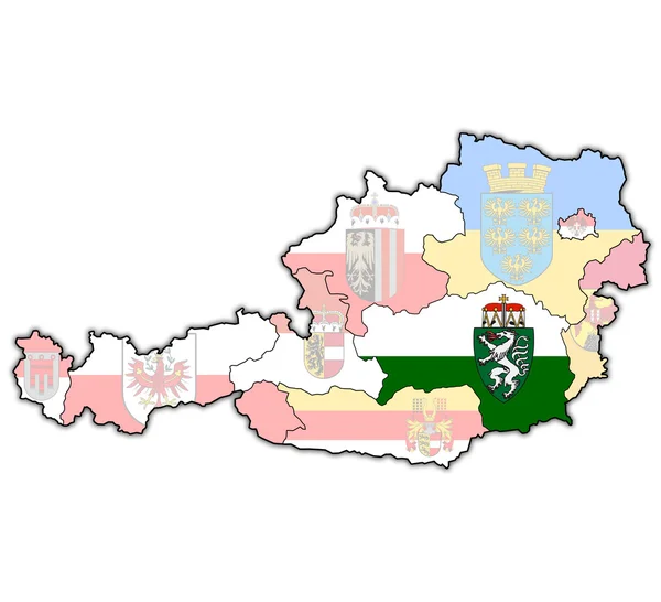 Steiermark på karta över Österrike — Stockfoto