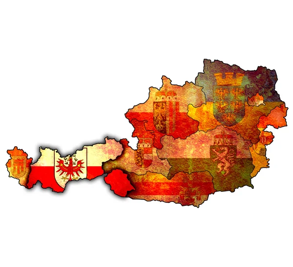 Tirol on map of austria — Stock Photo, Image