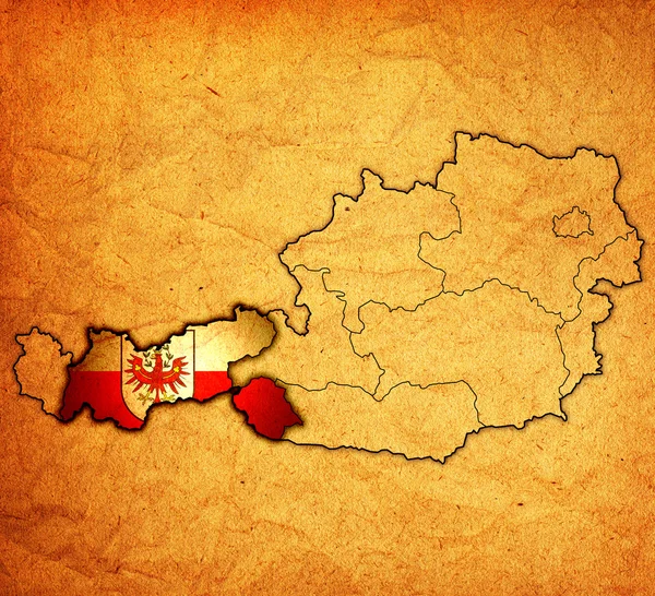 Tirol auf der Karte von Österreich — Stockfoto