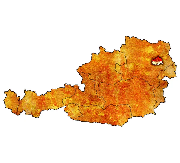 Vienna no mapa de Áustria — Fotografia de Stock