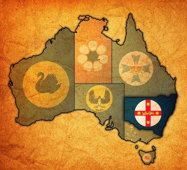Nuovi valzer meridionali sulla mappa di australia — Foto Stock