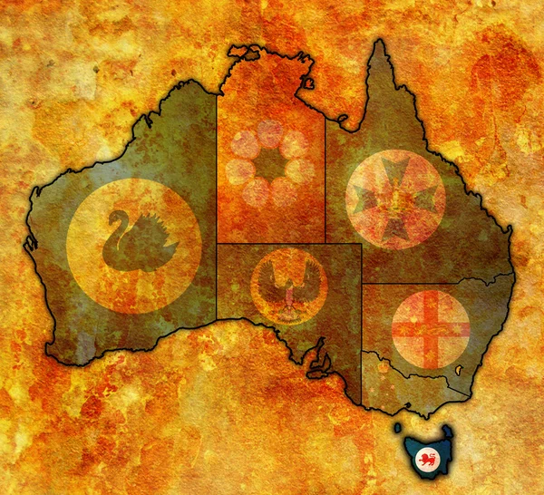 Tasmania sulla mappa di australia — Foto Stock
