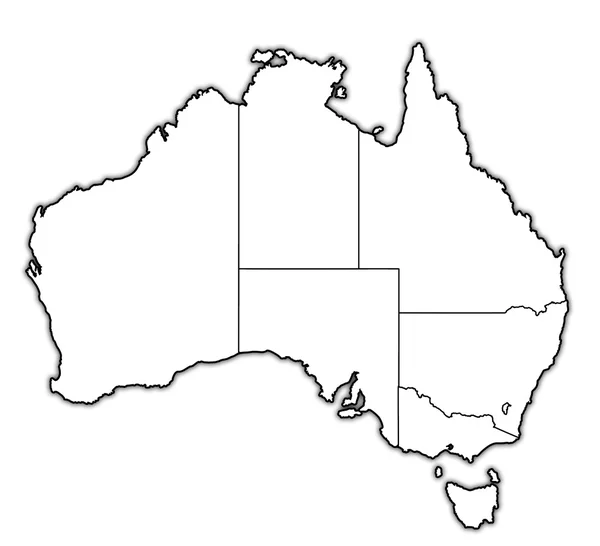 Területek a térképen Ausztrália — Stock Fotó