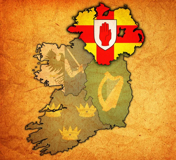 Ulster na mapie Irlandii — Zdjęcie stockowe