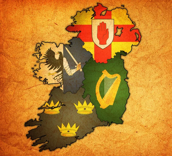 Provincies van Ierland kaart — Stockfoto