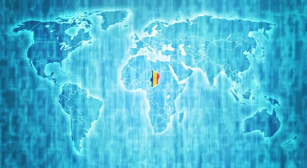 Terytorium Czadu na mapie świata — Zdjęcie stockowe