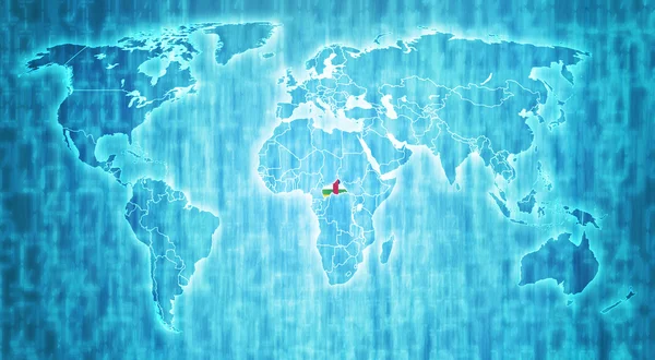 Středoafrická republika území na mapě světa — Stock fotografie