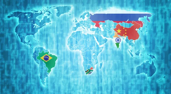 Страны БРИКС на карте мира — стоковое фото