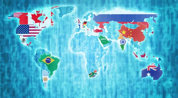 G20 countries on world map — Stock Photo, Image