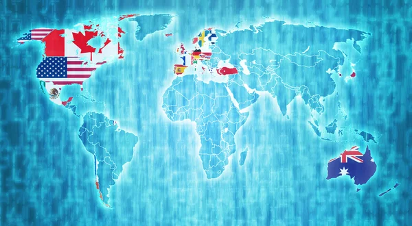 Dünya Haritası üzerinde OECD bölgesi