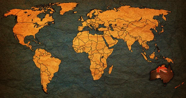 Австралия территория на карте мира — стоковое фото