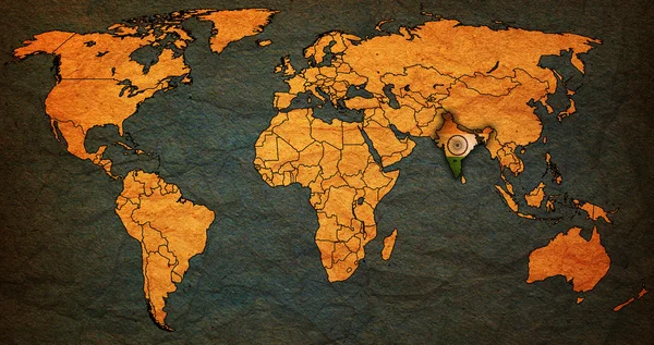 세계 지도에 인도 영토 — 스톡 사진